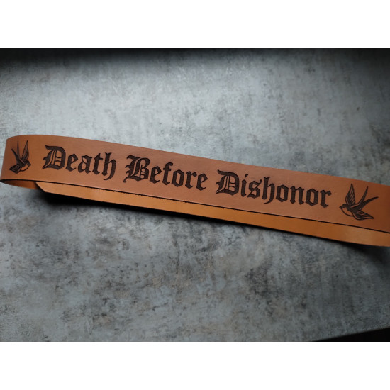 Pasek skórzany Death Before Dishonor 