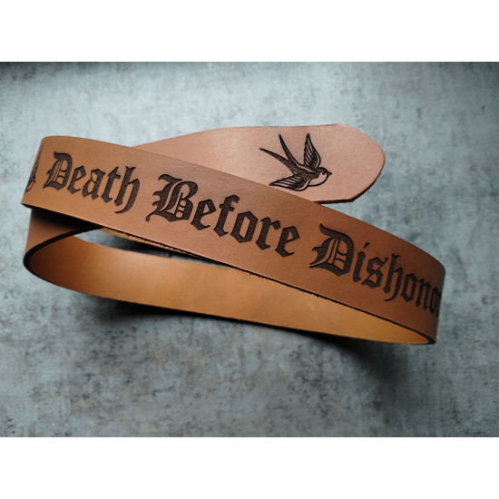 Pasek skórzany Death Before Dishonor 