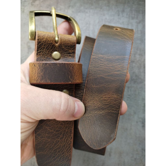 Pasek Skórzany Vintage – Brąz, Woskowany "Crazy Horse" (4cm)