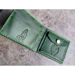 Portfel Skórzany "Słowiański Zew" 3– Zielona Skóra Licowa | Rękodzieło