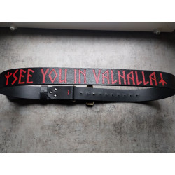 Skórzany Pasek Męski Ręcznie Malowany – „See You in Valhalla” 