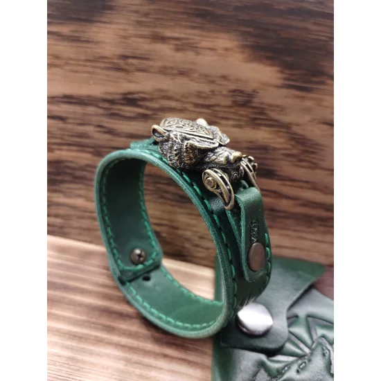 Bransoleta skórzana Niedźwiedź