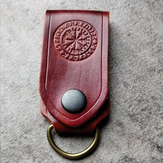 Brelok Vegvisir z kieszonką na banknot skórzany ręcznie wykonany