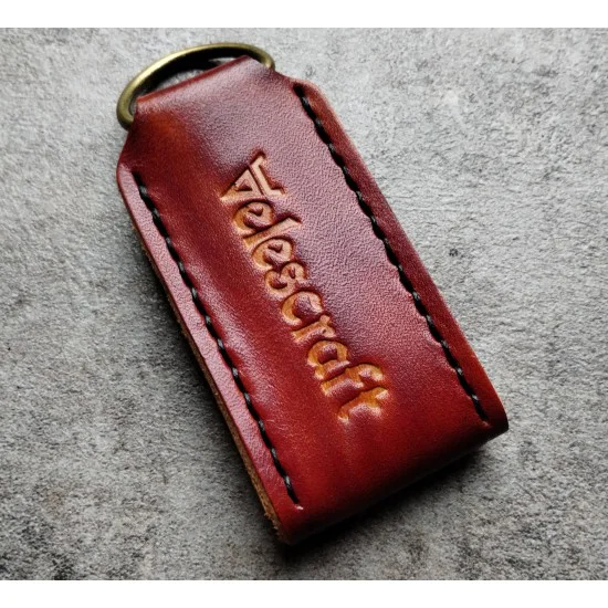 Brelok Wilk z kieszonką na banknot skórzany ręcznie wykonany