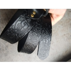 Skórzany pas do spodni czarny Celtic Style celtycka plecionka