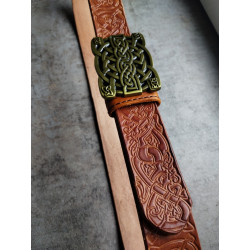 Skórzany pas do spodni brązowy Celtic Style celtycka plecionka