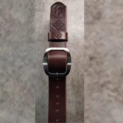 Skórzany pasek damski Lunula & Mokosz | brązowa skóra 4 mm