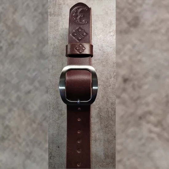 Skórzany pasek damski Lunula & Mokosz | brązowa skóra 4 mm