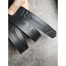 Skórzany pas do spodni Runy – czarna skóra 4 mm