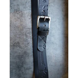 Skórzany pas do spodni Runy – czarna skóra 4 mm