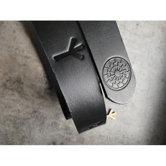 Skórzany pas do spodni 120 cm Runy ręcznie wykonany