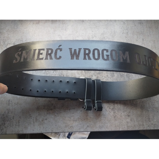 Skórzany pas do spodni 120 cm Pasek Śmierć Wrogom Ojczyzny