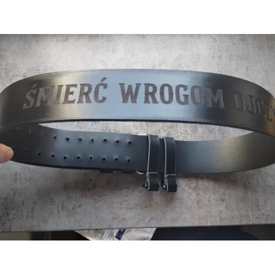 Skórzany pas do spodni 120 cm Pasek Śmierć Wrogom Ojczyzny