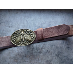 Skórzany pas do spodni brązowy Trupia główka