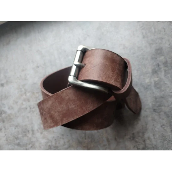 Skórzany pasek męski Vintage ze skóry Maya Cappuccino 120cm