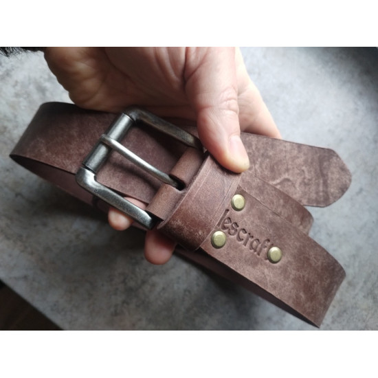 Skórzany pasek męski Vintage ze skóry Maya Cappuccino 120cm