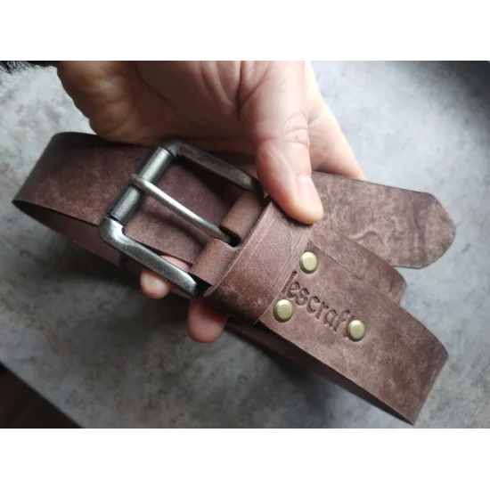 Skórzany pasek męski Vintage ze skóry Maya Cappuccino 120cm